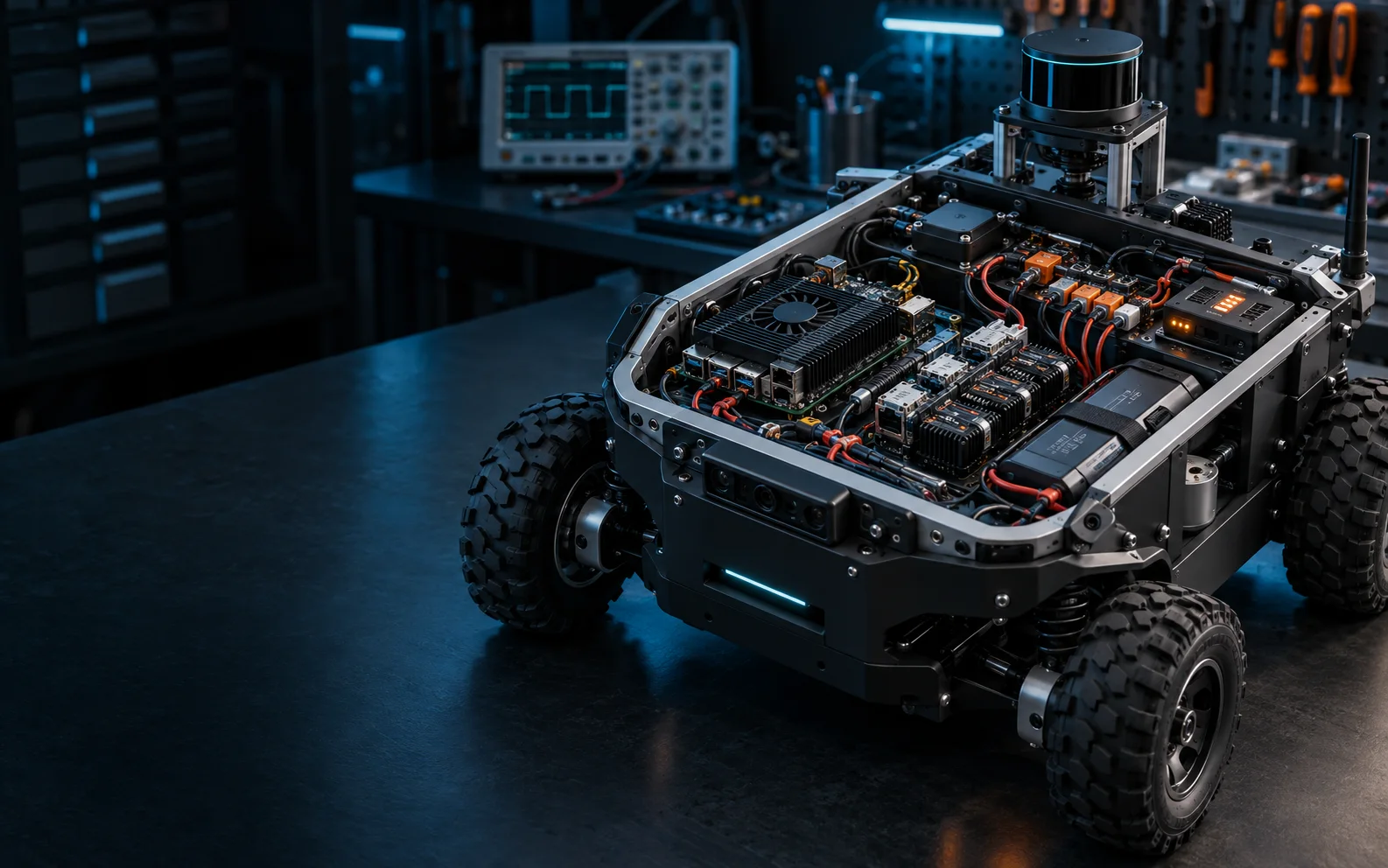 Électronique, capteurs et calculateur d'un robot mobile