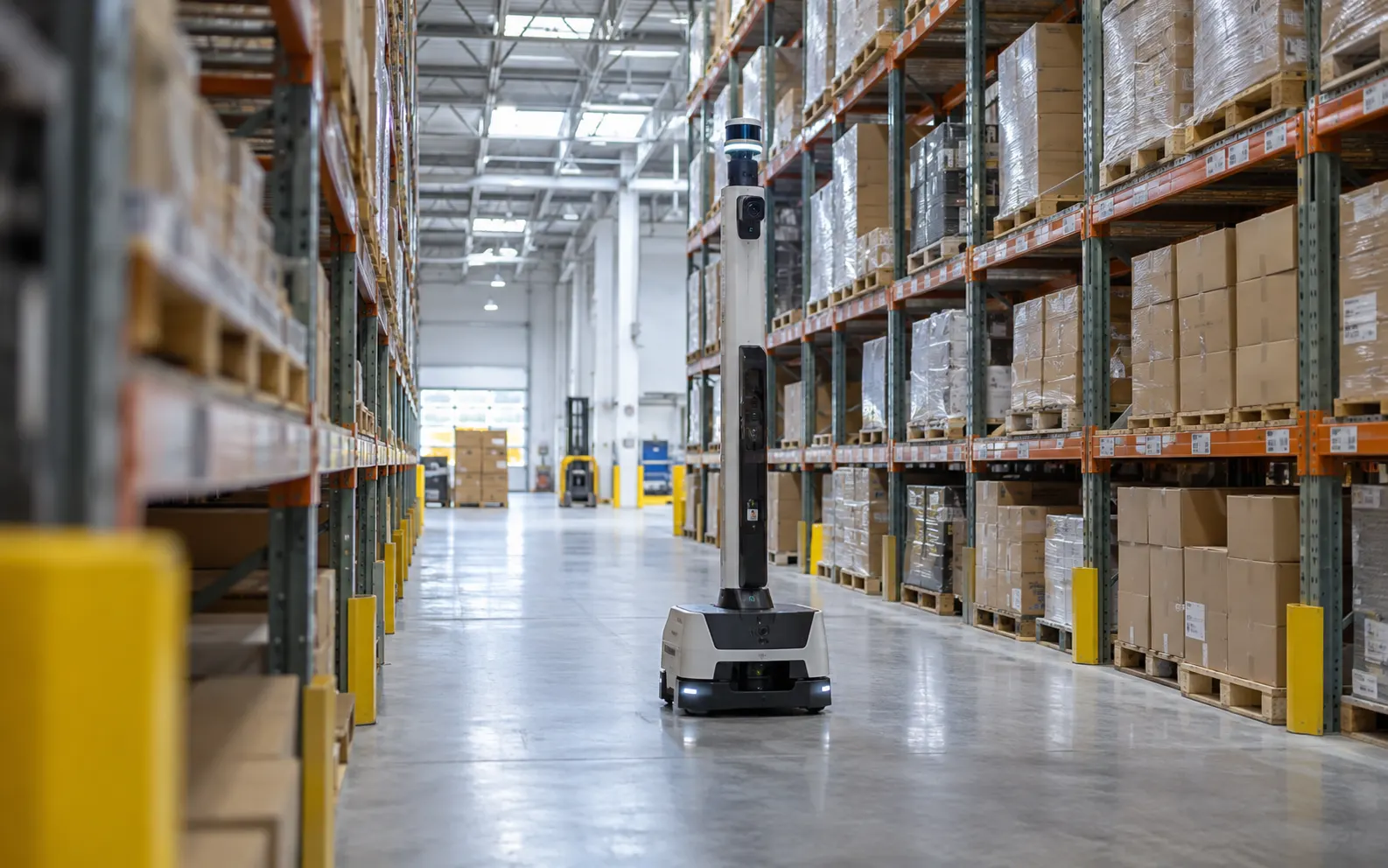 Autonomous mobile robot carrying out inventory checks