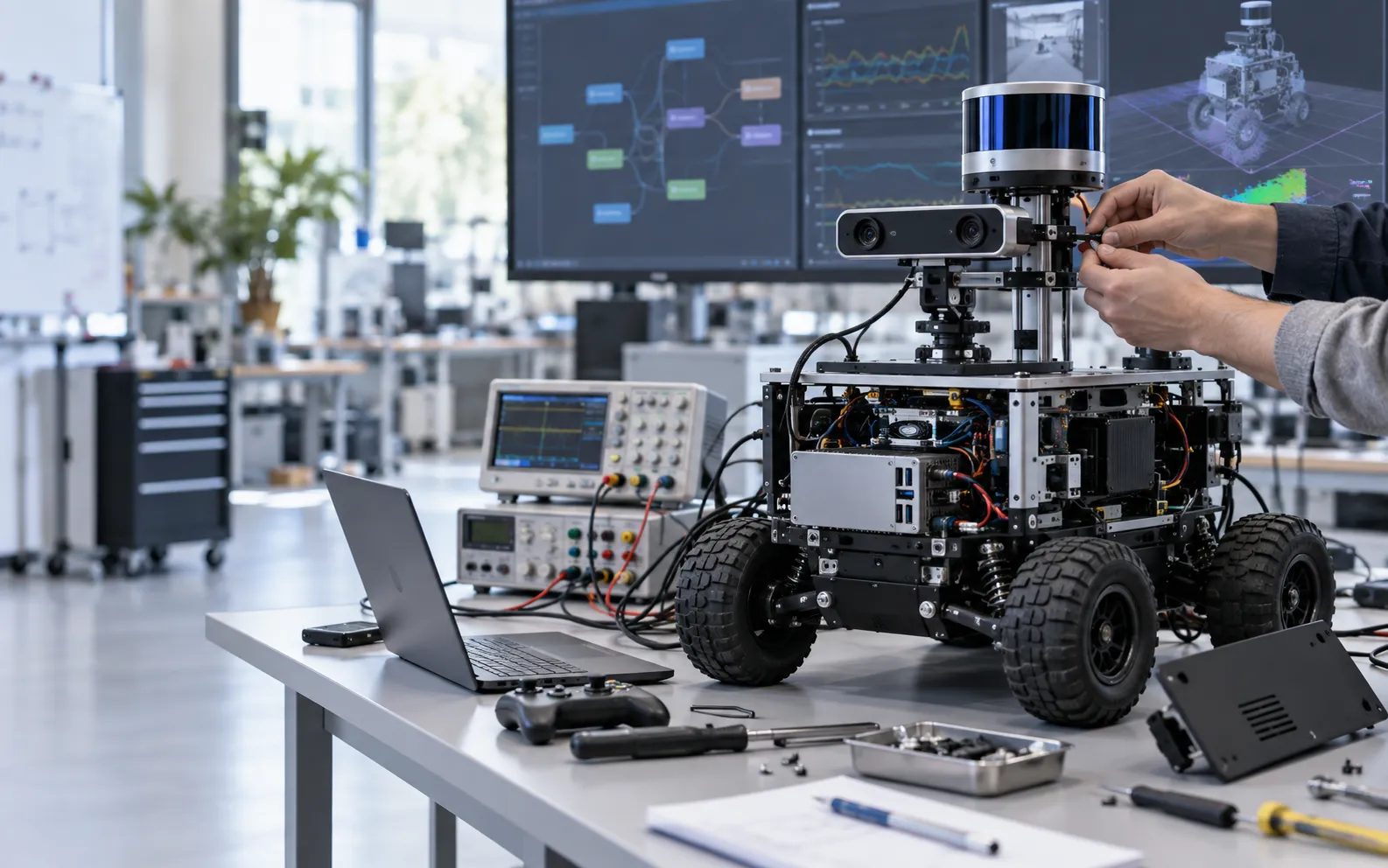 Banc d'essai R&D d'un robot mobile développé avec ROS 2